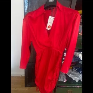 Zara red silky dress new with tag